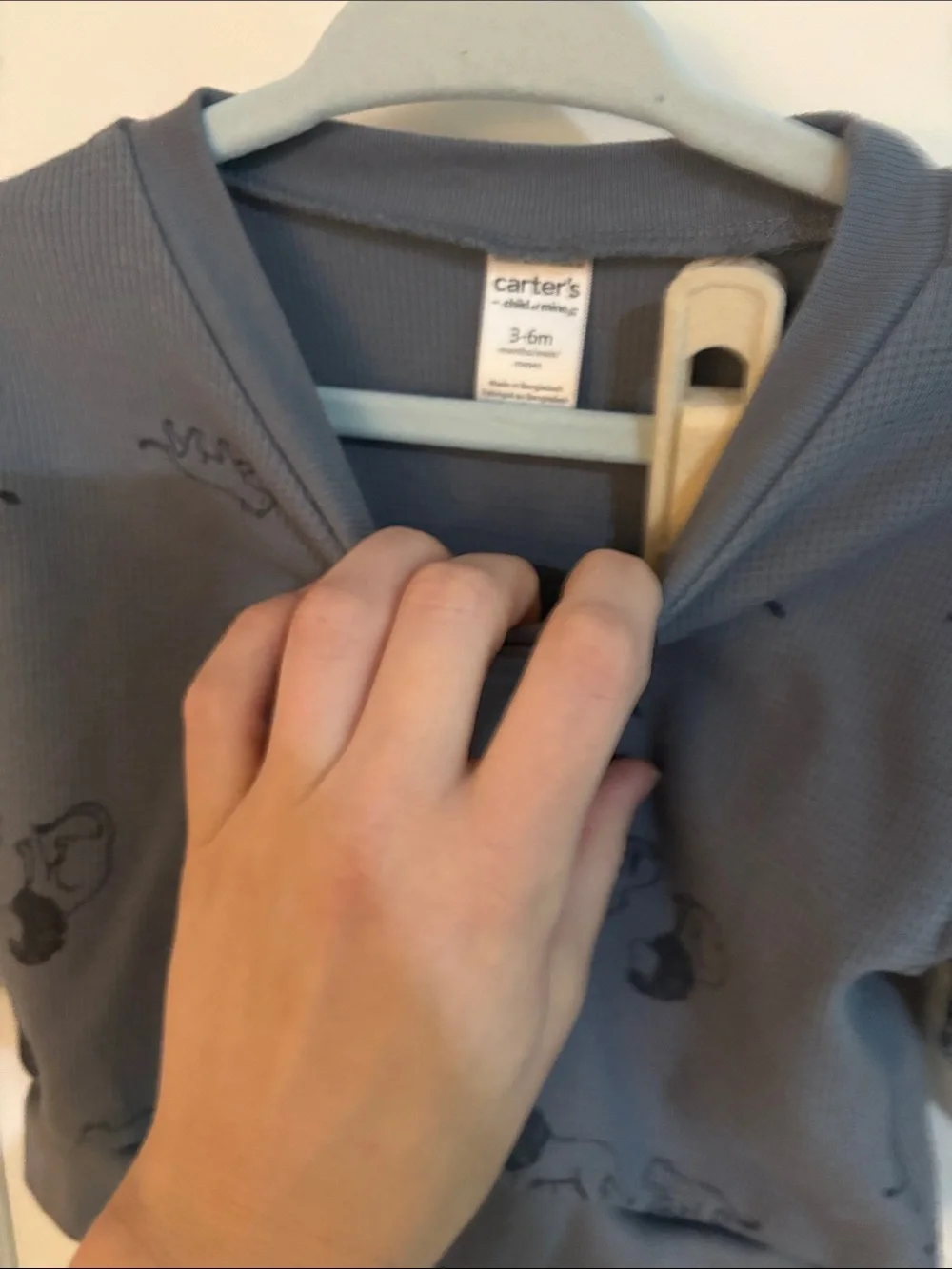 Carter’s Baby Boy Gray Sweatshirt & Jogger Waffle Knit Set with Animal Print
